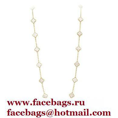 Van Cleef & Arpels Onyx Vintage Alhambra Necklace white/gold